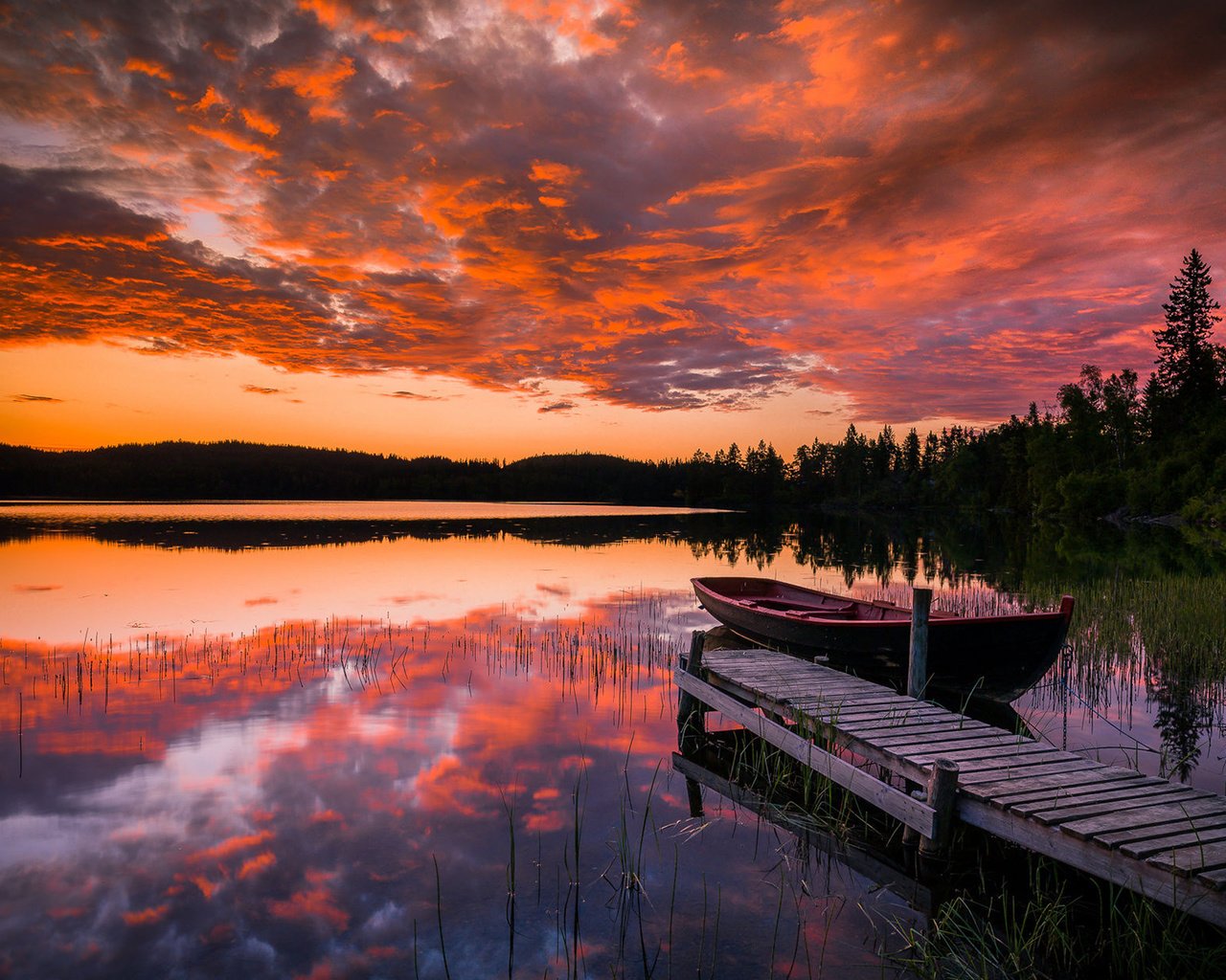 Обои озеро, природа, закат, пейзаж, лодка, lake, nature, sunset, landscape, boat разрешение 1920x1200 Загрузить
