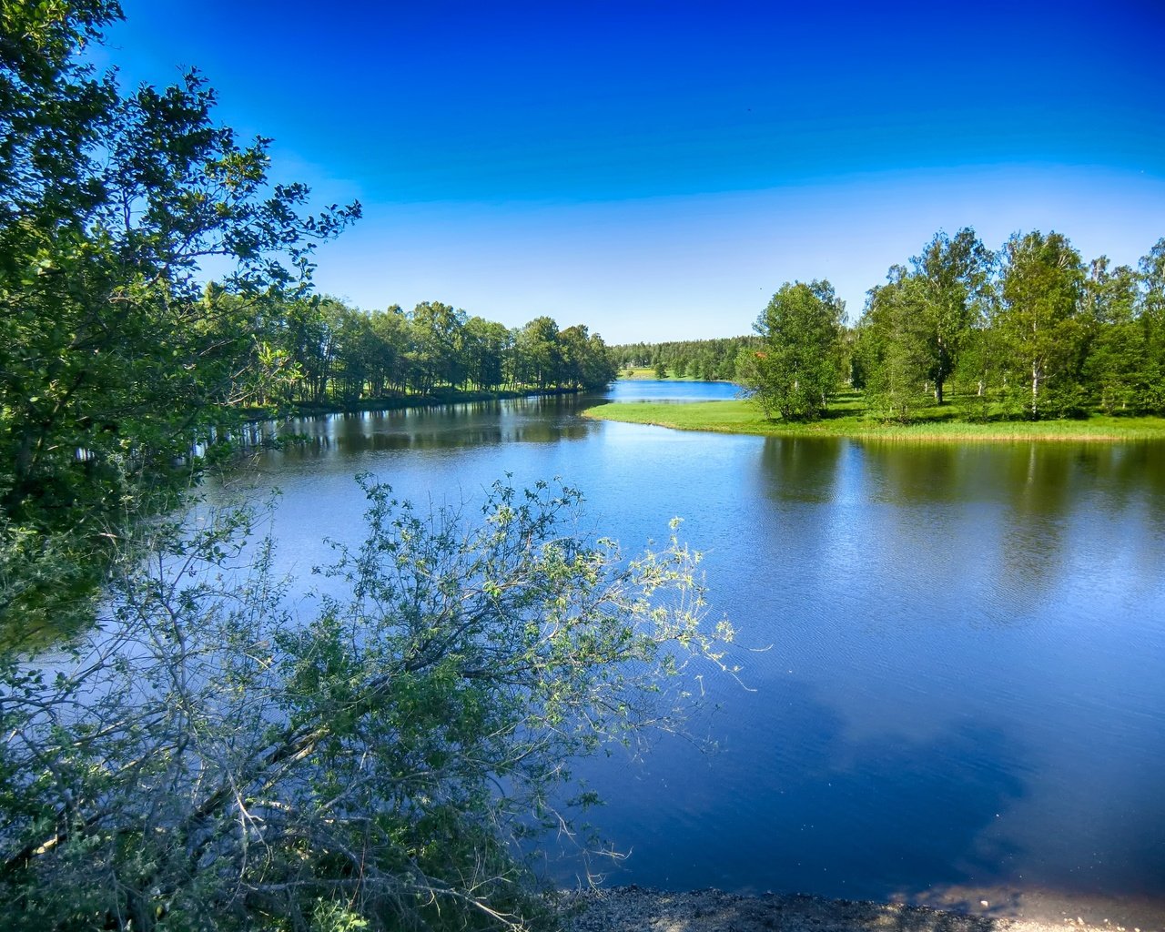 Обои небо, деревья, вода, озеро, река, природа, пейзаж, швеция, the sky, trees, water, lake, river, nature, landscape, sweden разрешение 4320x3240 Загрузить