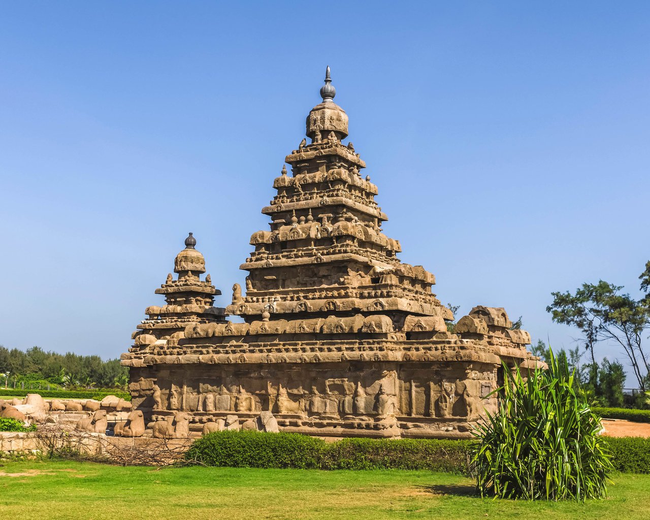 Обои храм, индия, махабалипурам, мамаллапурам, temple, india, mahabalipuram, mamallapuram разрешение 3840x2400 Загрузить