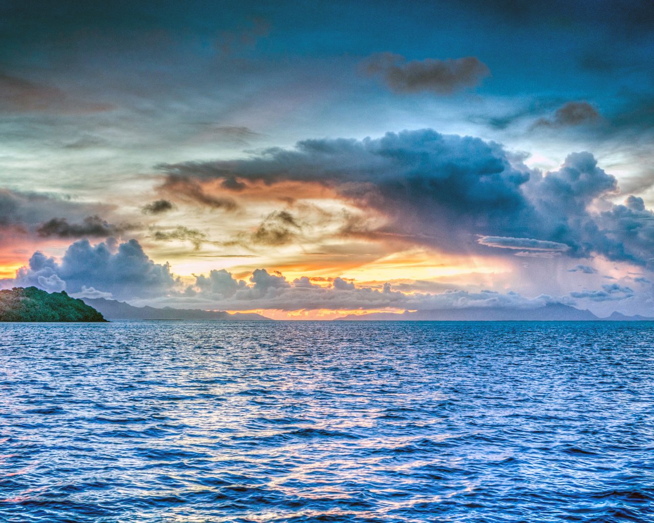 Обои закат, море, острова, sunset, sea, islands разрешение 7020x3163 Загрузить