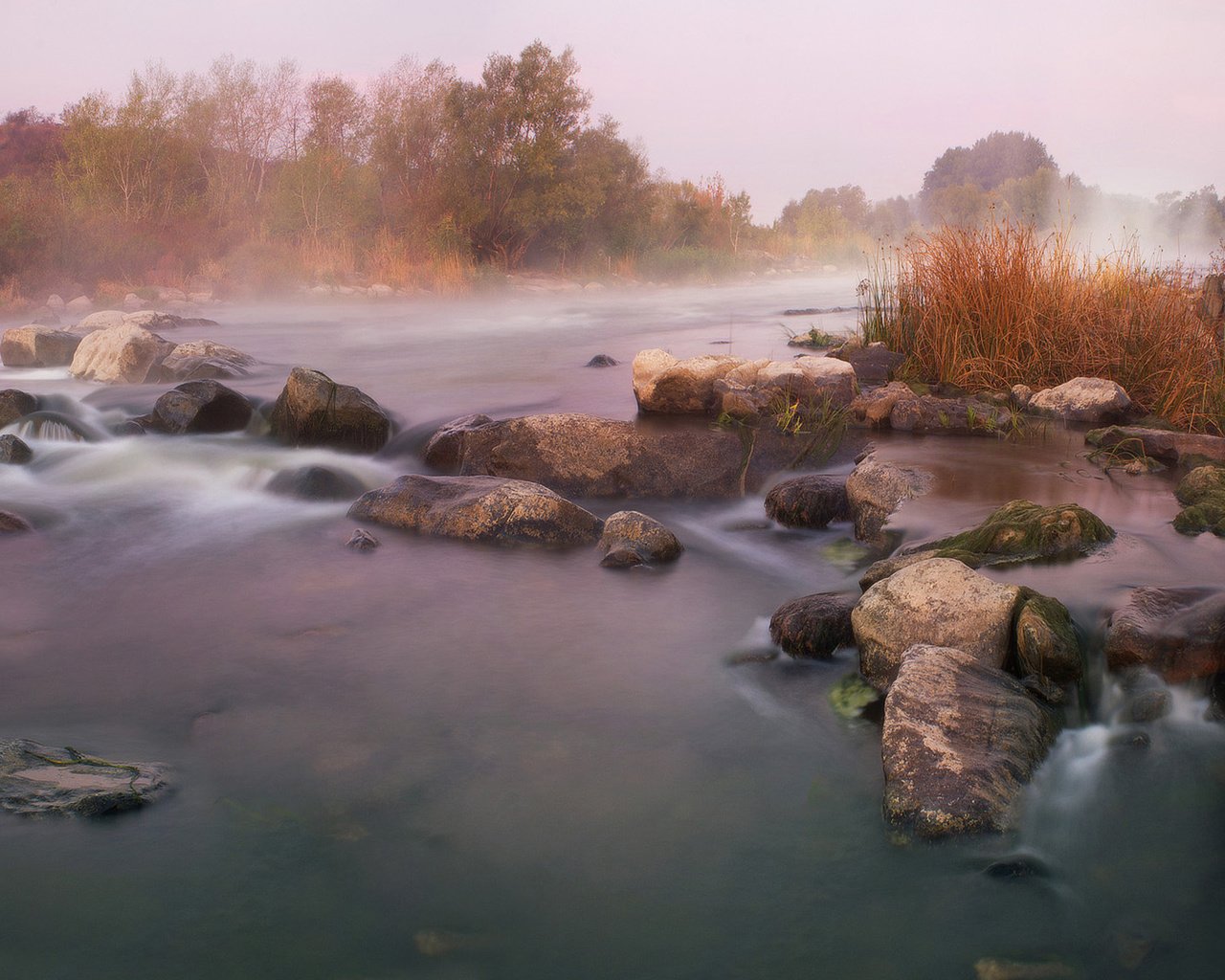 Обои река, природа, туман, осень, river, nature, fog, autumn разрешение 1920x1080 Загрузить