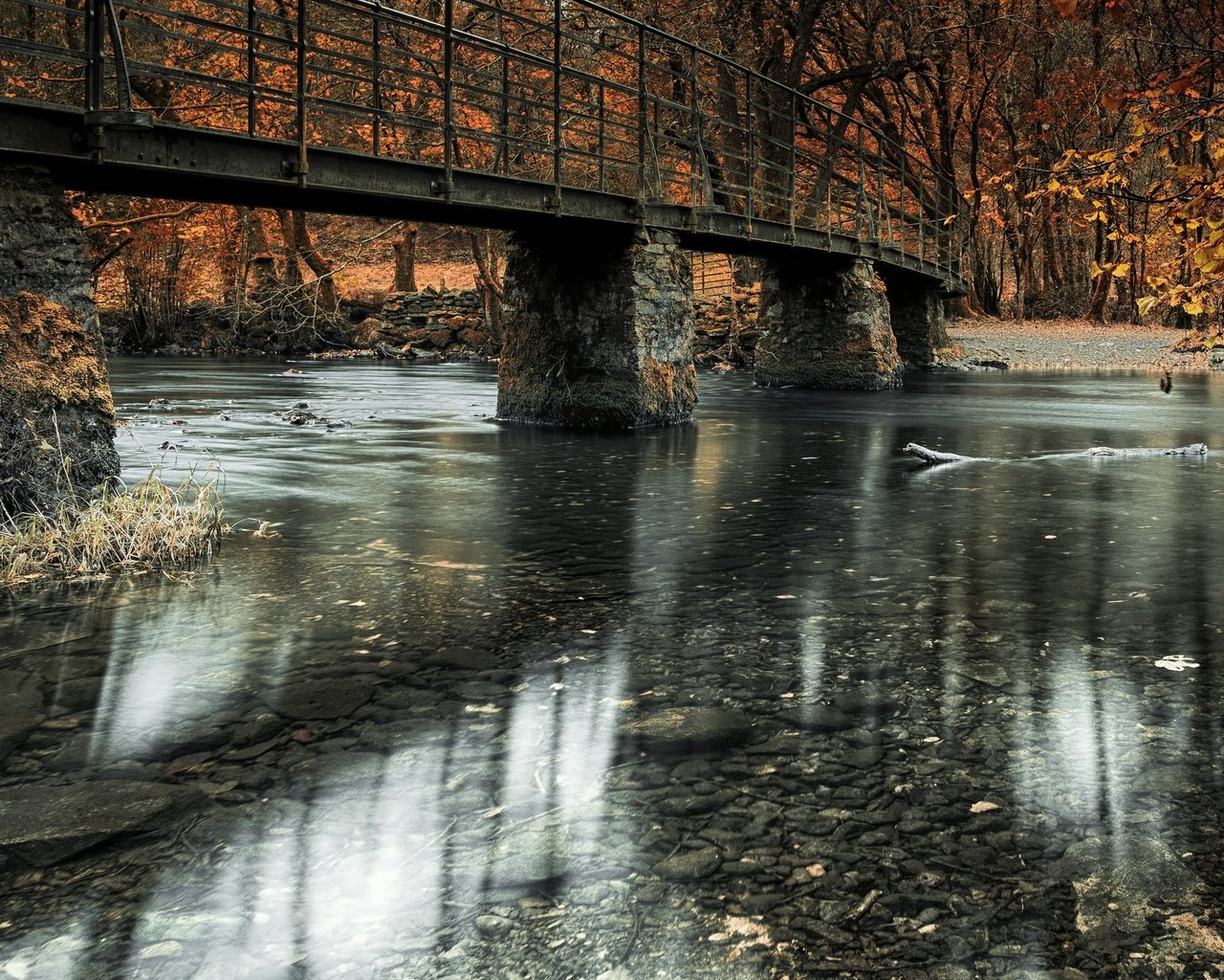 Обои река, природа, мост, осень, river, nature, bridge, autumn разрешение 3840x2160 Загрузить