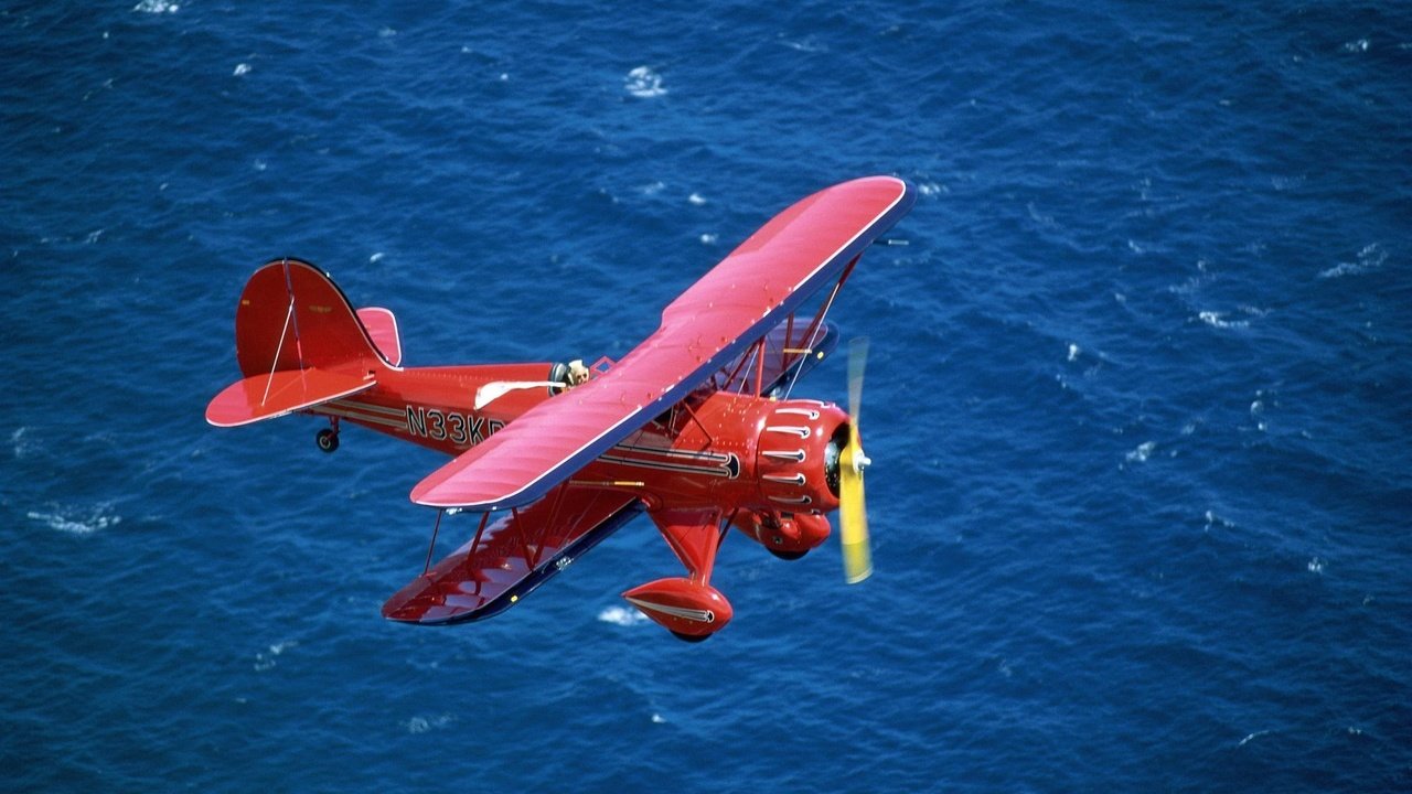 Обои море, красный, биплан, sea, red, biplane разрешение 1999x1333 Загрузить