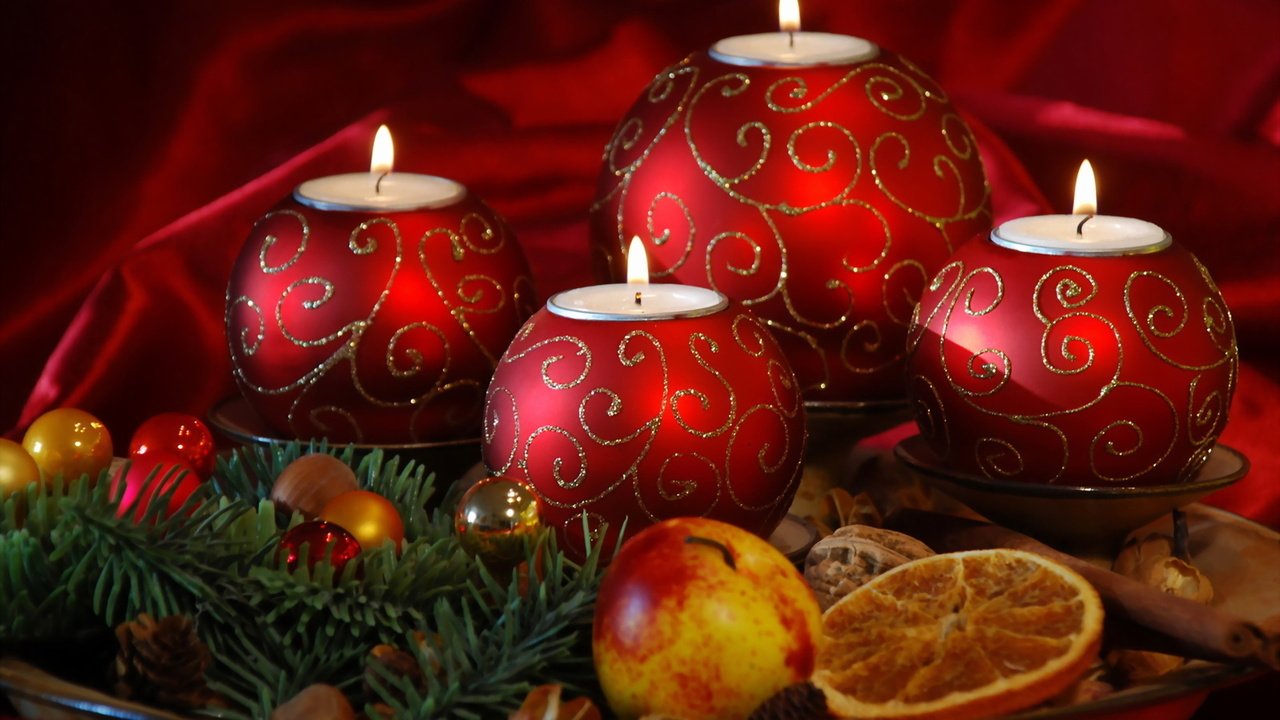 Обои свечи, новый год, фрукты, candles, new year, fruit разрешение 1920x1200 Загрузить