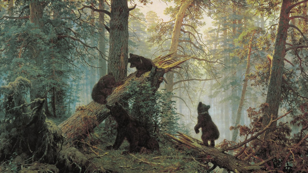 Обои лес, иван иванович шишкин, медведи, утро в сосновом лесу, forest, ivan ivanovich shishkin, bears, morning in a pine forest разрешение 2000x1355 Загрузить