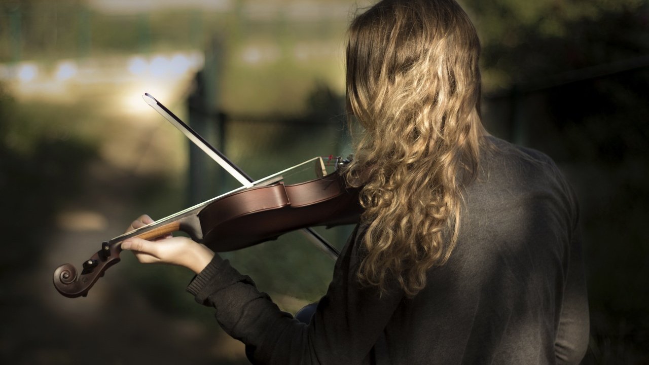 Обои девушка, скрипка, музыка, волосы, girl, violin, music, hair разрешение 2560x1600 Загрузить