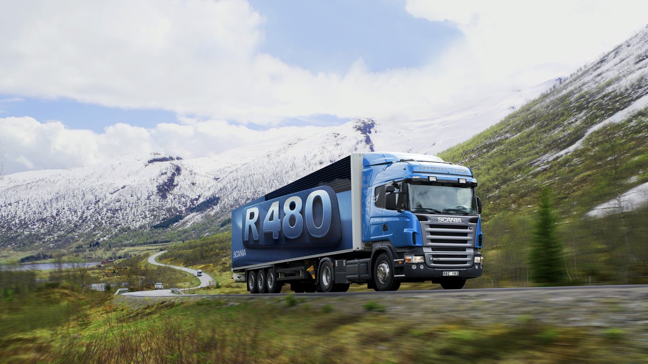 Обои дорога, горы, природа, грузовик, тягач, скания, r480, road, mountains, nature, truck, tractor, scania разрешение 2560x1600 Загрузить