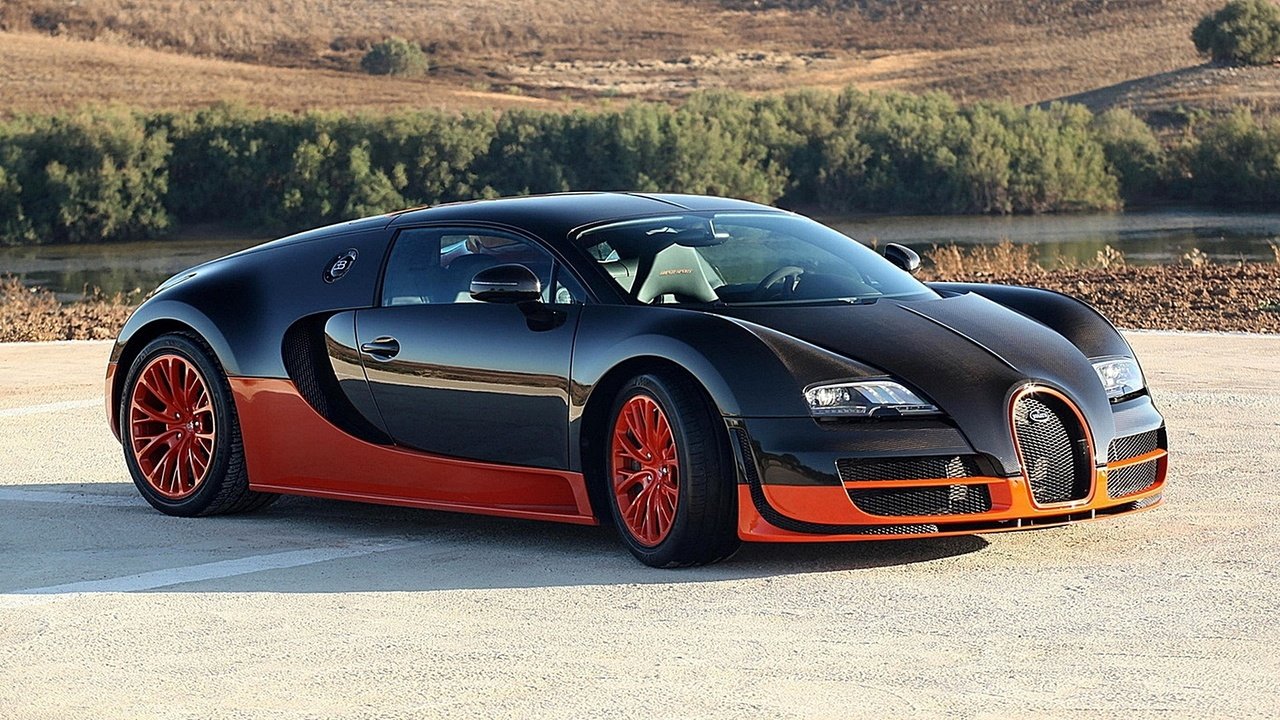 Обои черный, авто, оранжевый, карбон, bugatti veyron, бугатти, вейрон, black, auto, orange, carbon, bugatti, veyron разрешение 1920x1080 Загрузить