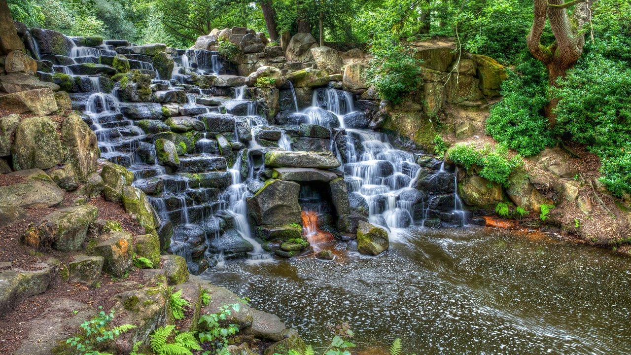 Обои деревья, скалы, пейзаж, водопад, вирджиния, trees, rocks, landscape, waterfall, va разрешение 2880x1919 Загрузить