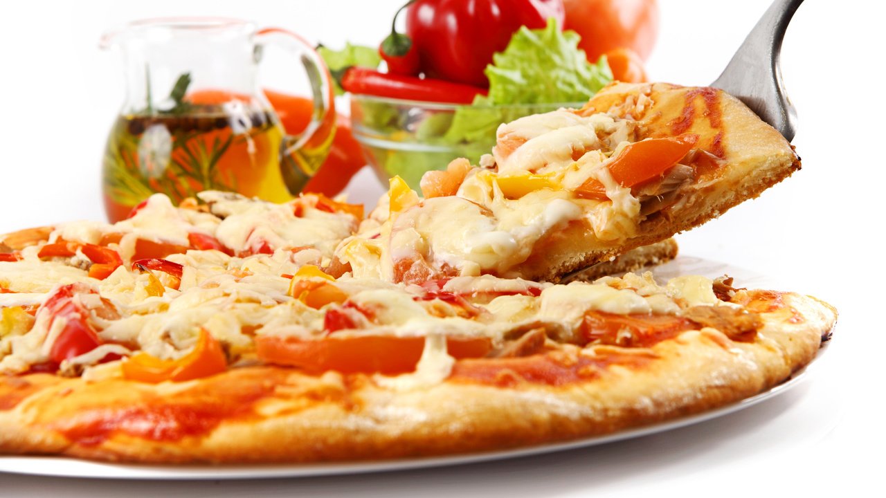 Обои сыр, помидор, перец, пицца, брынза, быстрое питание, cheese, tomato, pepper, pizza, fast food разрешение 5000x3600 Загрузить