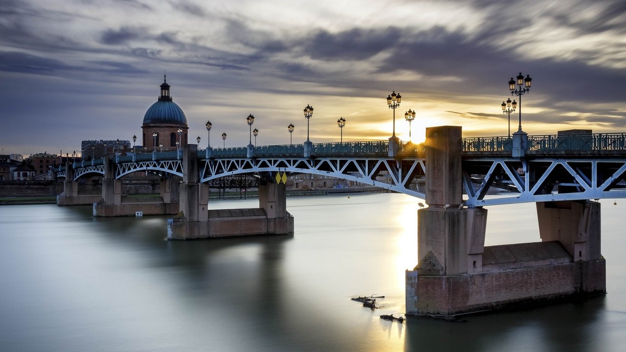 Обои мост, город, франция, тулуза, пиренеи, pont saint pierre, гаронна, тулу́за, мост сен-пьер, bridge, the city, france, toulouse, the pyrenees, garonne, pont saint-pierre разрешение 2048x1365 Загрузить