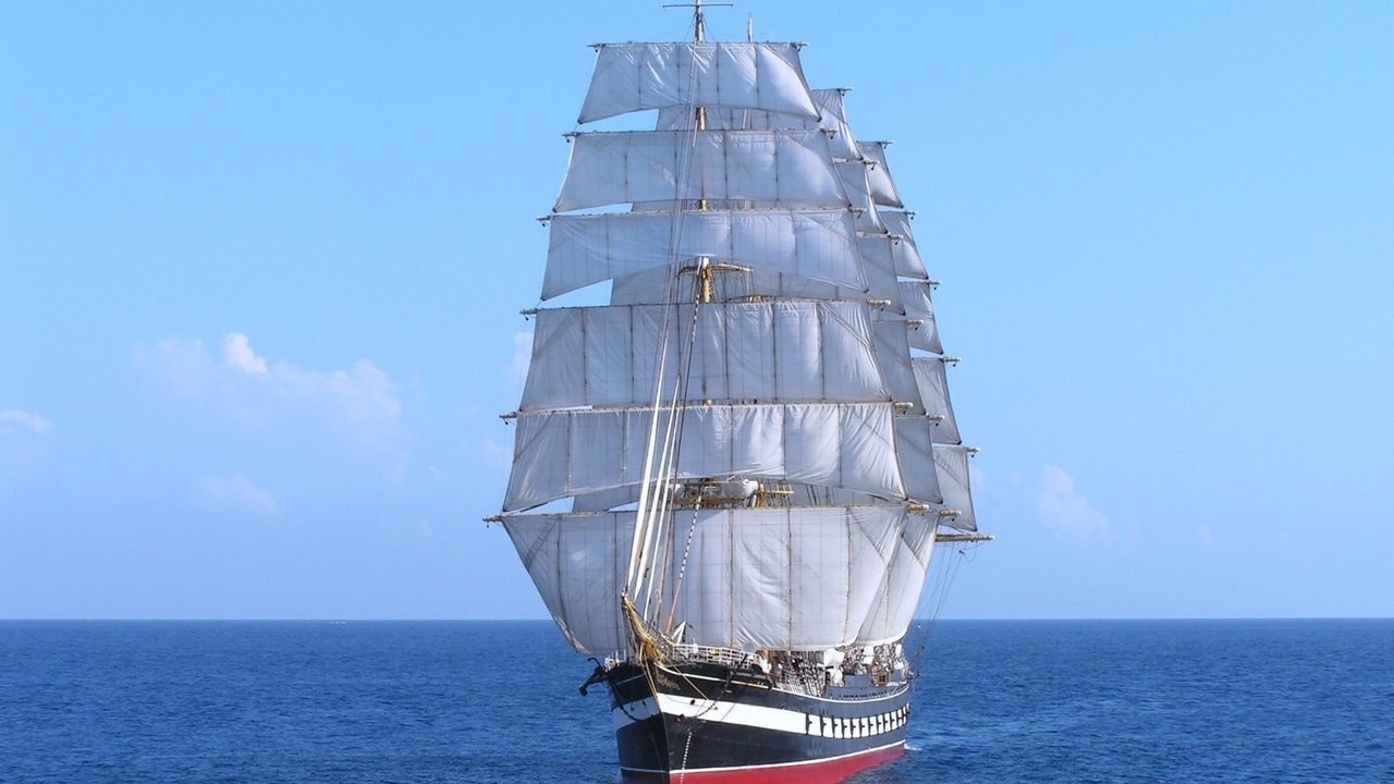 Обои море, корабль, парусник, на ходу, барк, sea, ship, sailboat, on the go, bark разрешение 1920x1200 Загрузить