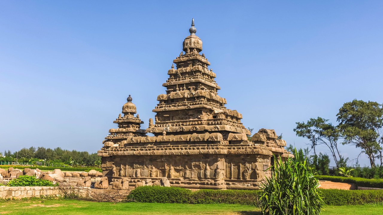 Обои храм, индия, махабалипурам, мамаллапурам, temple, india, mahabalipuram, mamallapuram разрешение 3840x2400 Загрузить