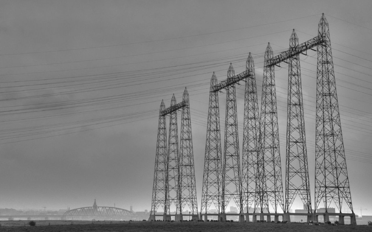 Обои черно-белая, лэп, black and white, power lines разрешение 1920x1440 Загрузить