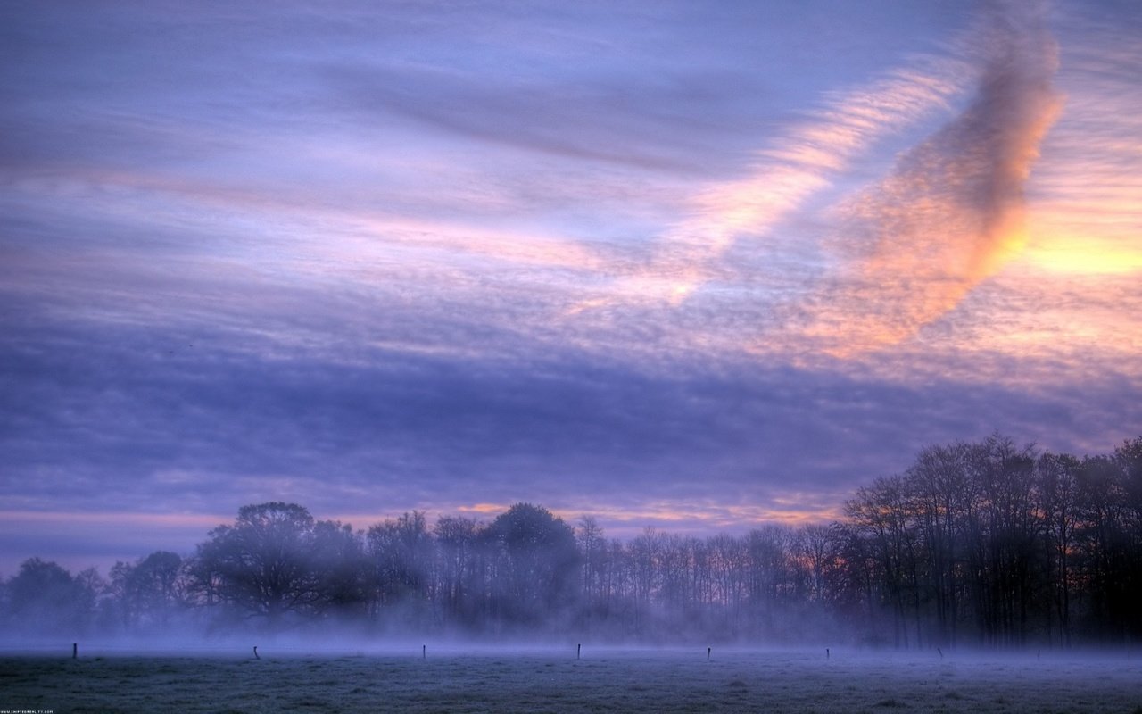 Обои облака, утро, туман, clouds, morning, fog разрешение 1920x1200 Загрузить