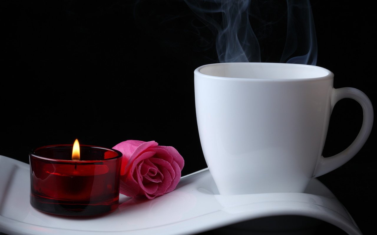 Обои роза, чашка, свеча, rose, cup, candle разрешение 1920x1280 Загрузить