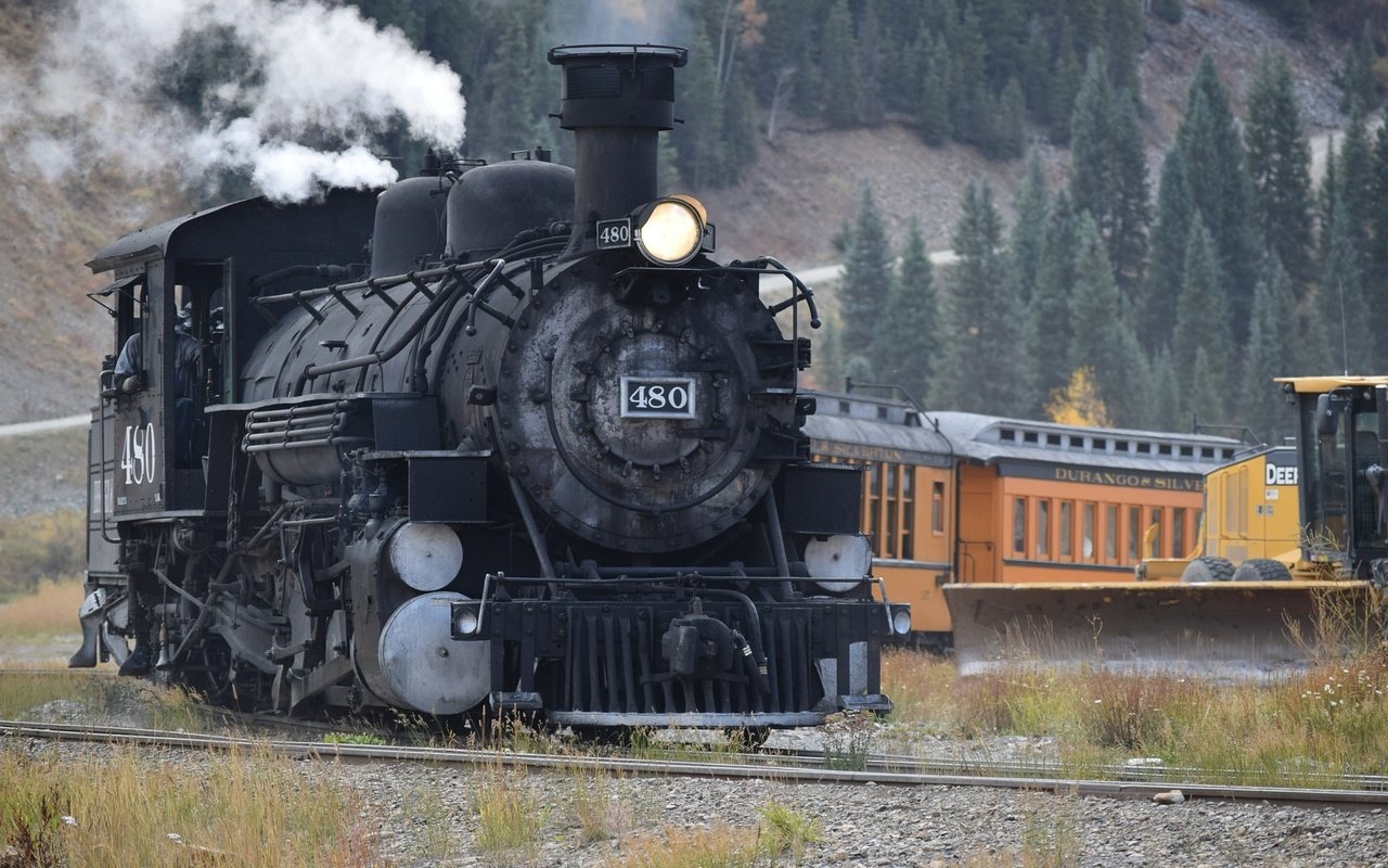 Обои железная дорога, паровоз, штат колорадо, durango, silverton, narrowgage, railroad, the engine, colorado разрешение 1920x1283 Загрузить