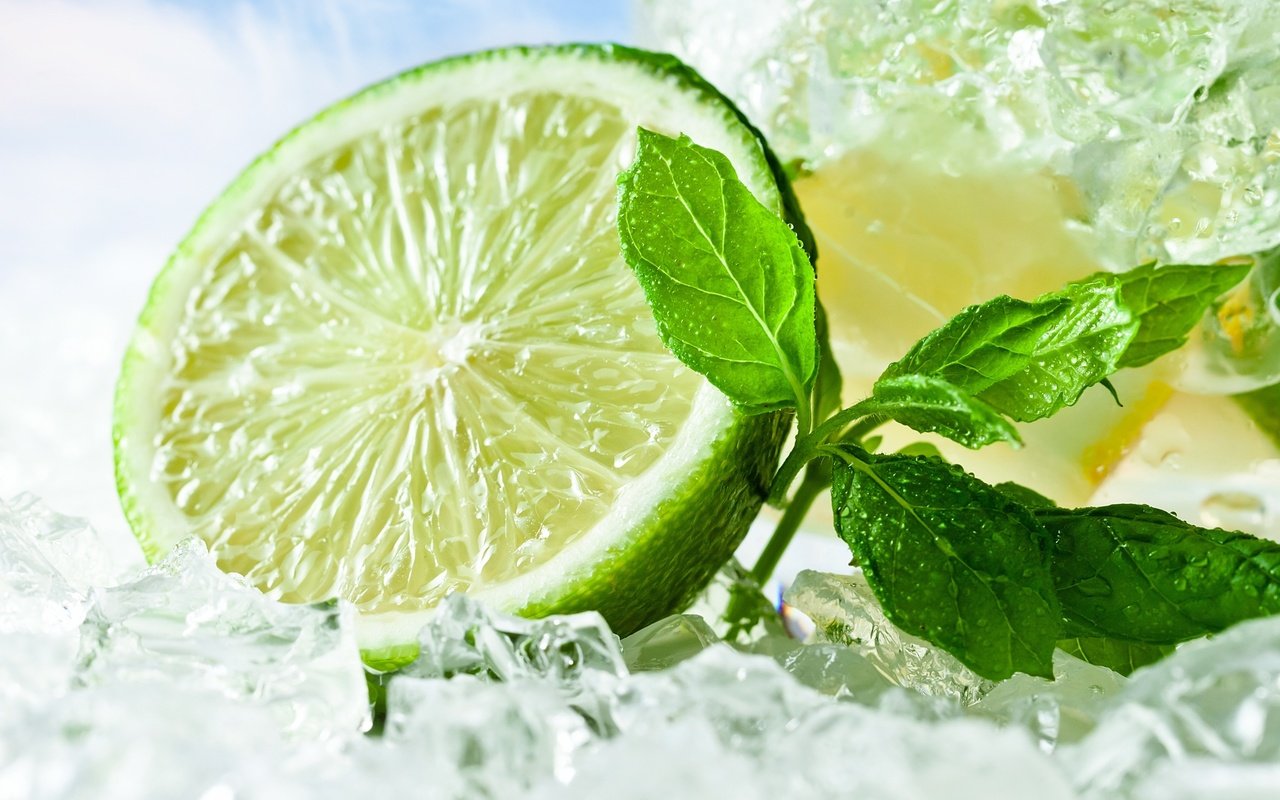 Обои мята, фрукты, лёд, лимон, лайм, цитрус, mint, fruit, ice, lemon, lime, citrus разрешение 3744x2950 Загрузить