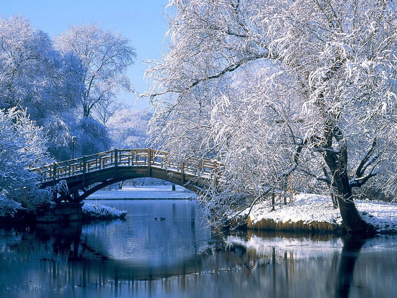 Обои зима, мост, германия, winter, bridge, germany разрешение 1920x1200 Загрузить