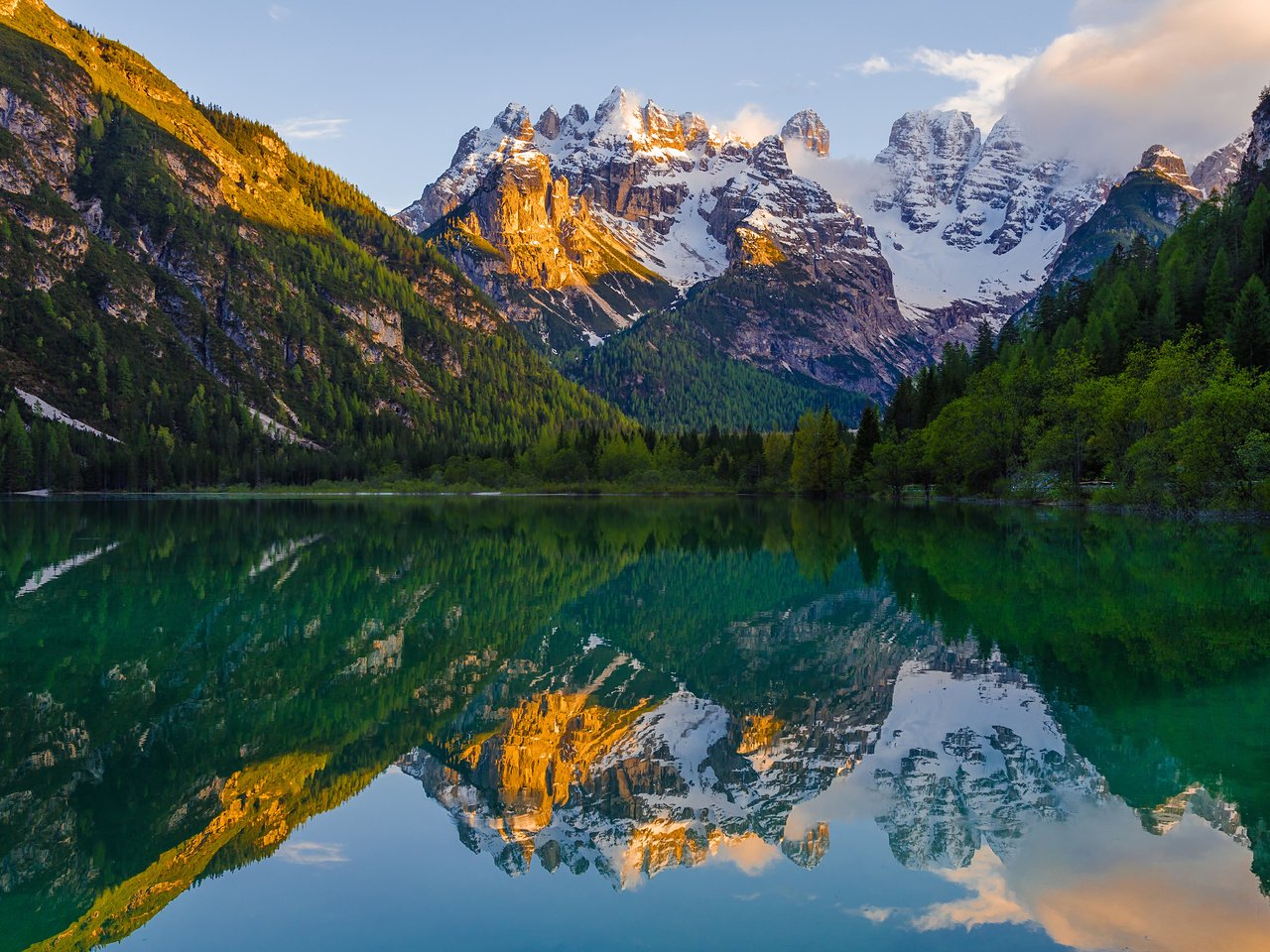 Обои озеро, горы, природа, отражение, пейзаж, альпы, cortina d'ampezzo, lake, mountains, nature, reflection, landscape, alps разрешение 3840x2400 Загрузить