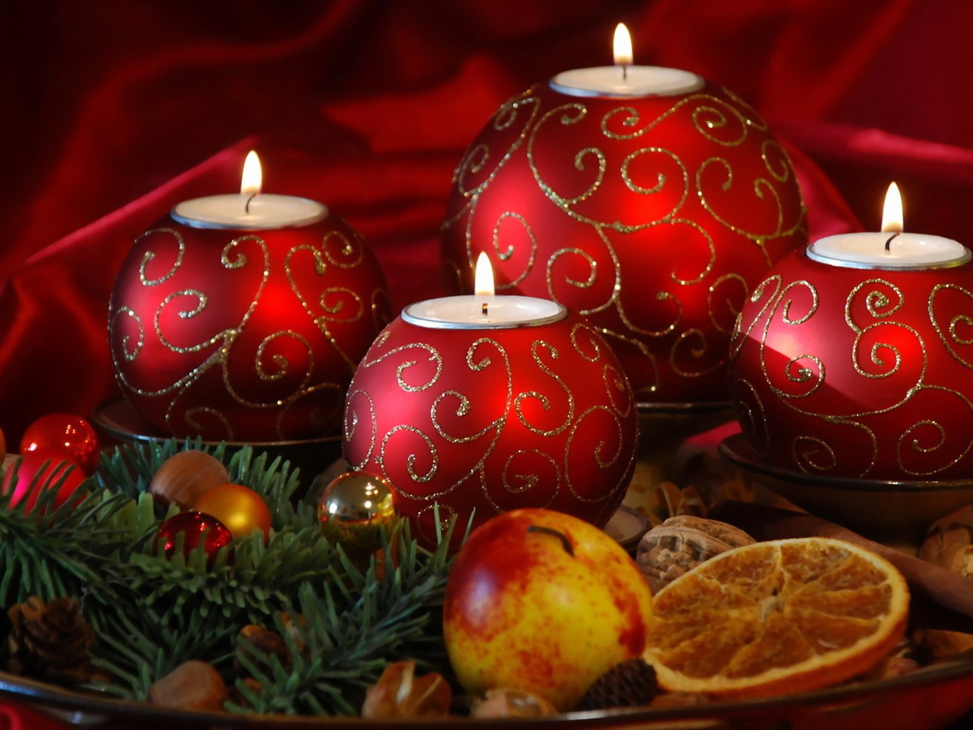 Обои свечи, новый год, фрукты, candles, new year, fruit разрешение 1920x1200 Загрузить