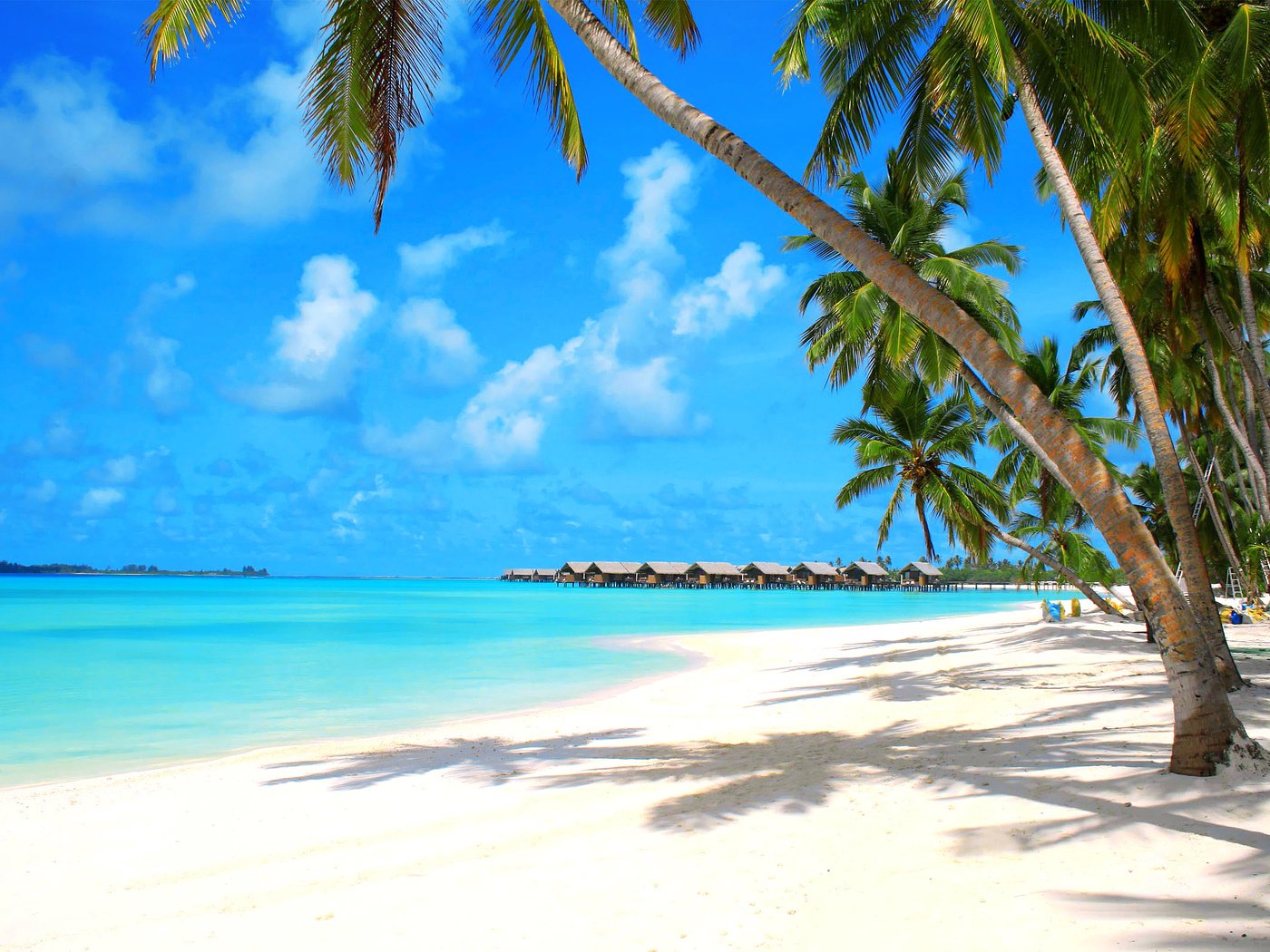 Обои море, пляж, бунгало, тропики, мальдивы, sea, beach, bungalow, tropics, the maldives разрешение 2560x1600 Загрузить
