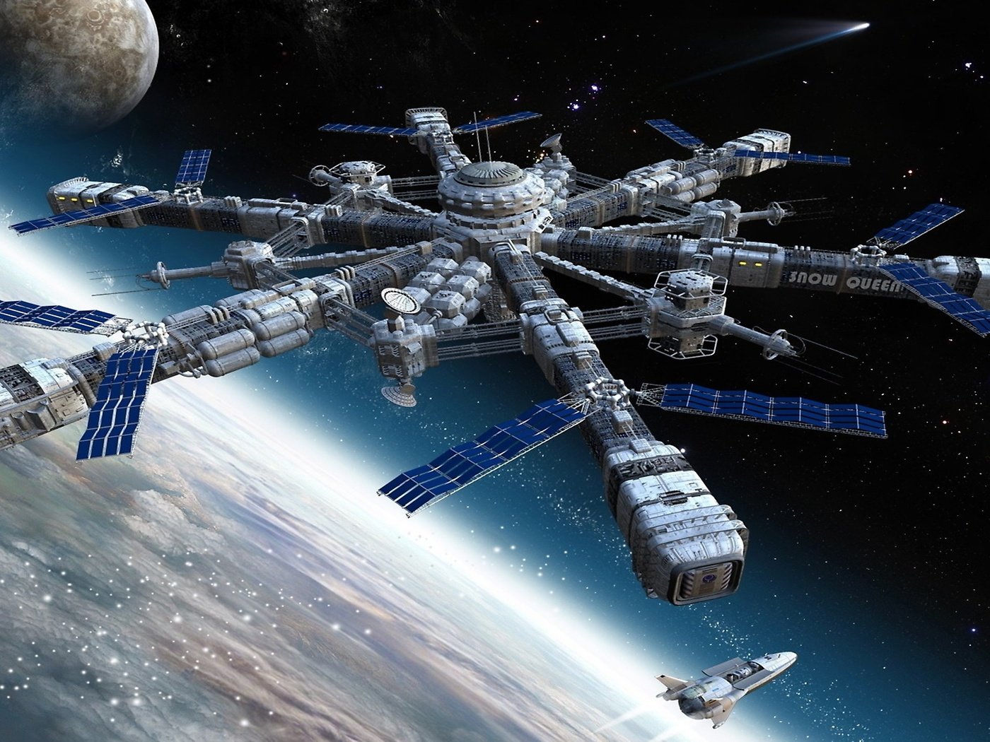 Обои космическая станция, space station разрешение 2560x1440 Загрузить