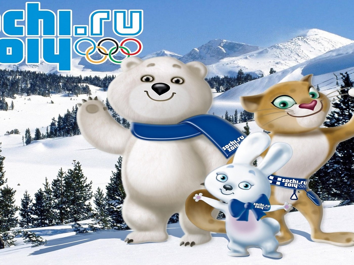 Обои талисманы олимпиады 2014 в сочи, mascots of the olympic games 2014 in sochi разрешение 2560x1440 Загрузить