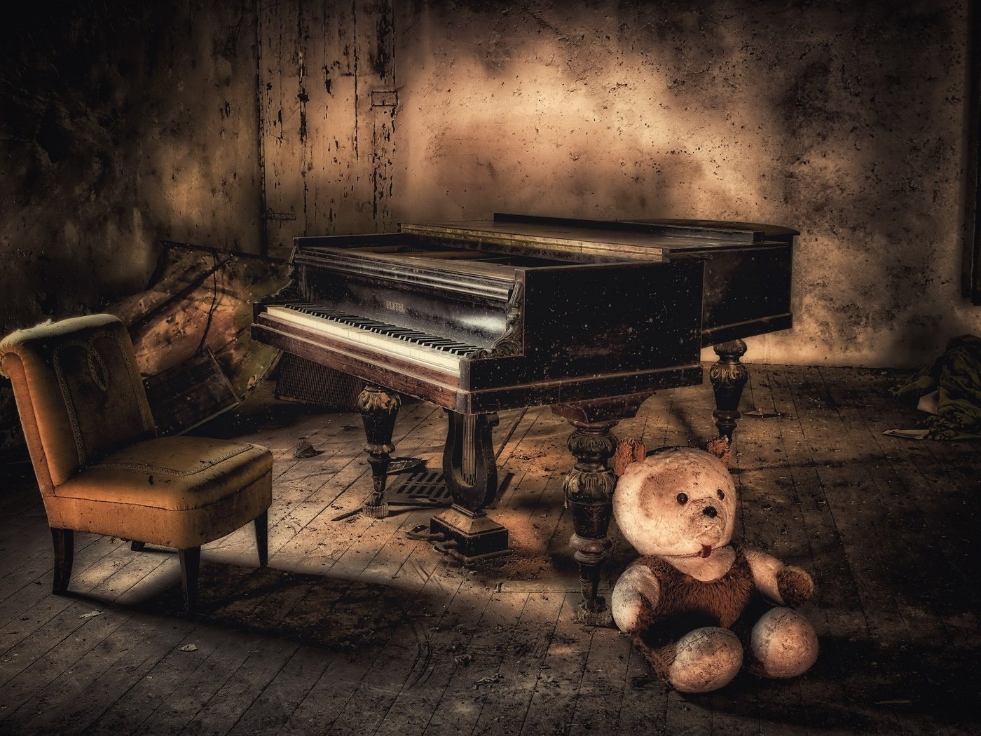 Обои мишка, кресло, пианино, bear, chair, piano разрешение 2560x1735 Загрузить