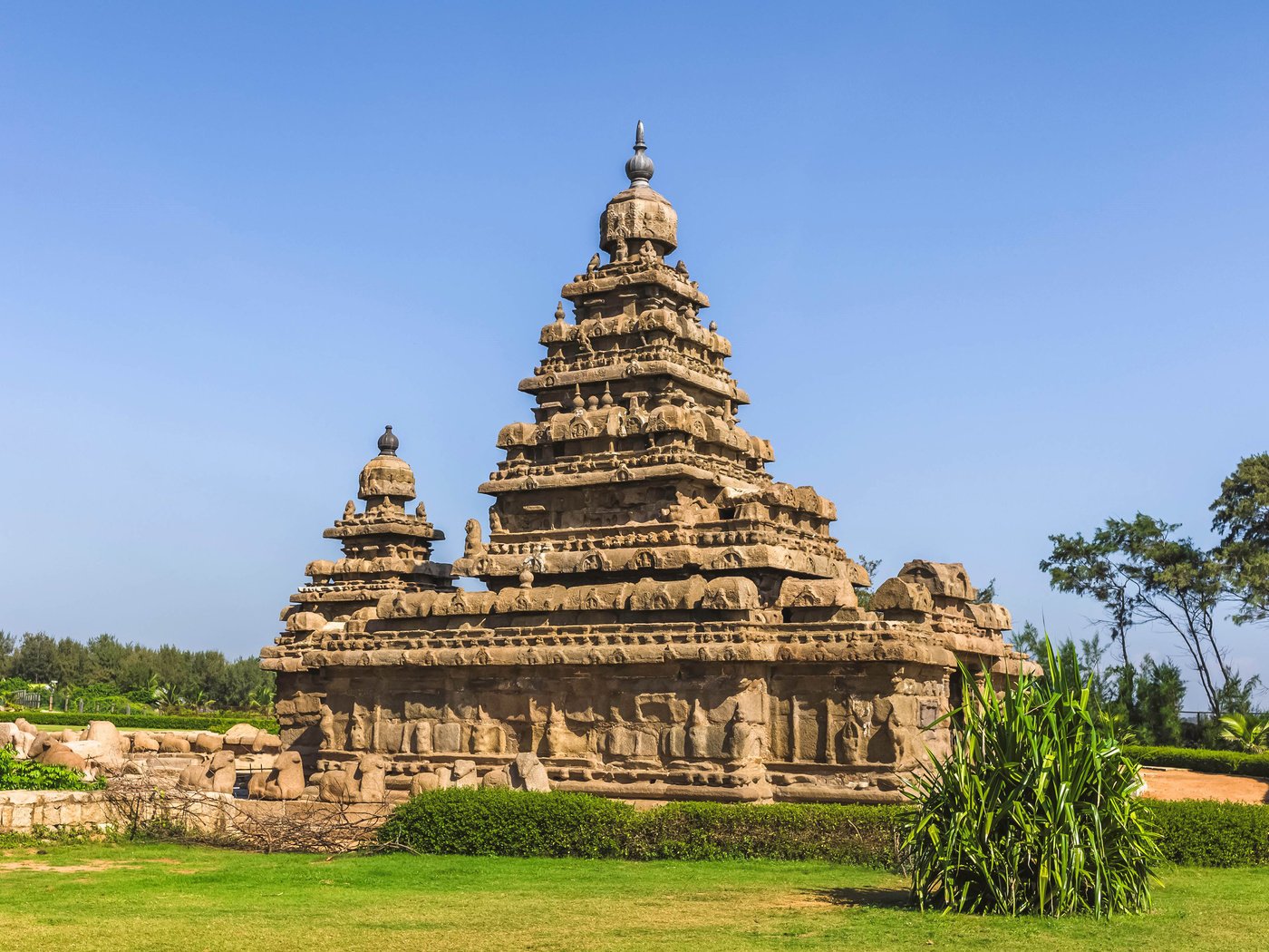 Обои храм, индия, махабалипурам, мамаллапурам, temple, india, mahabalipuram, mamallapuram разрешение 3840x2400 Загрузить