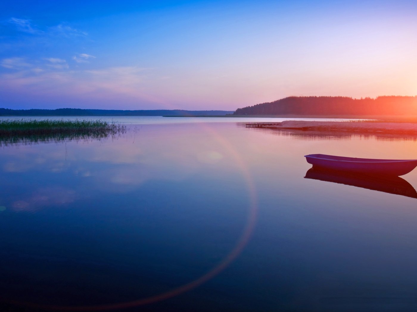 Обои вечер, озеро, закат, лодка, the evening, lake, sunset, boat разрешение 4722x2657 Загрузить