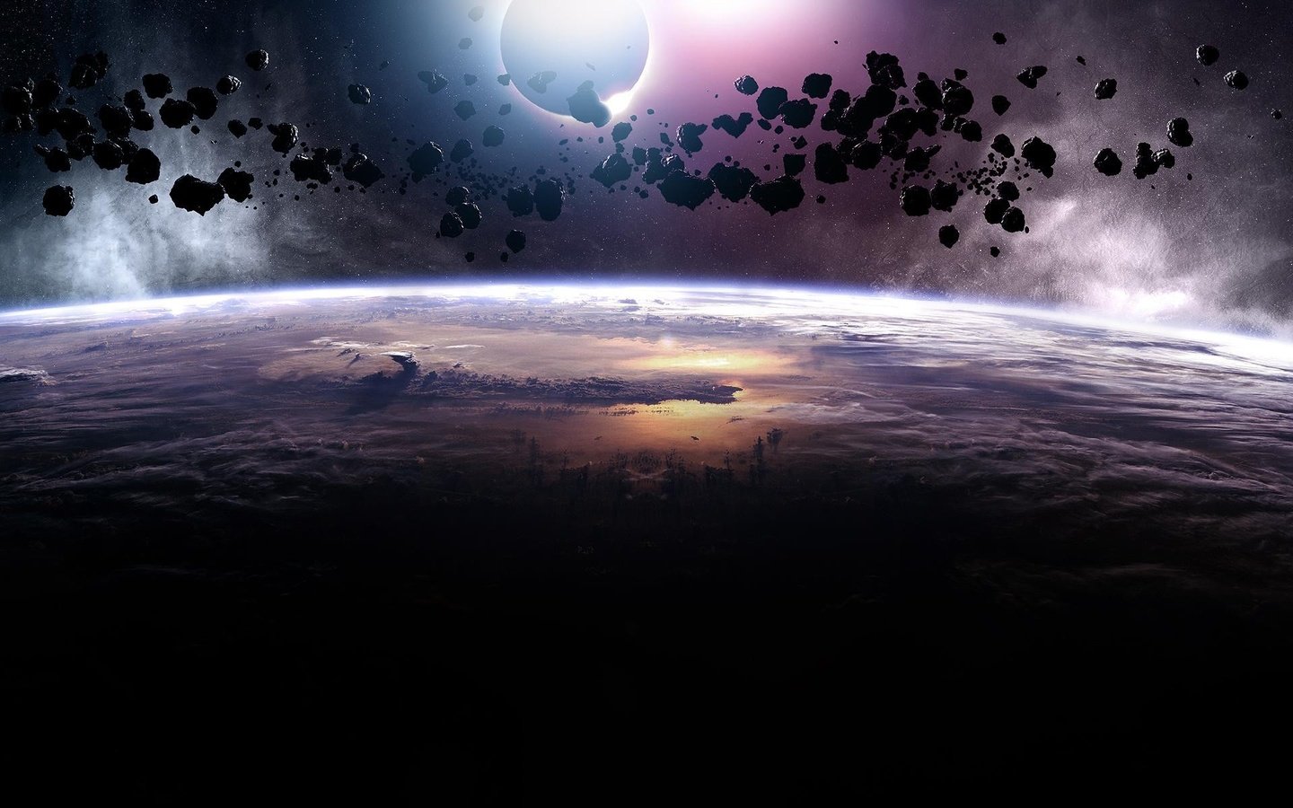 Обои планета, астероиды, planet, asteroids разрешение 1920x1200 Загрузить
