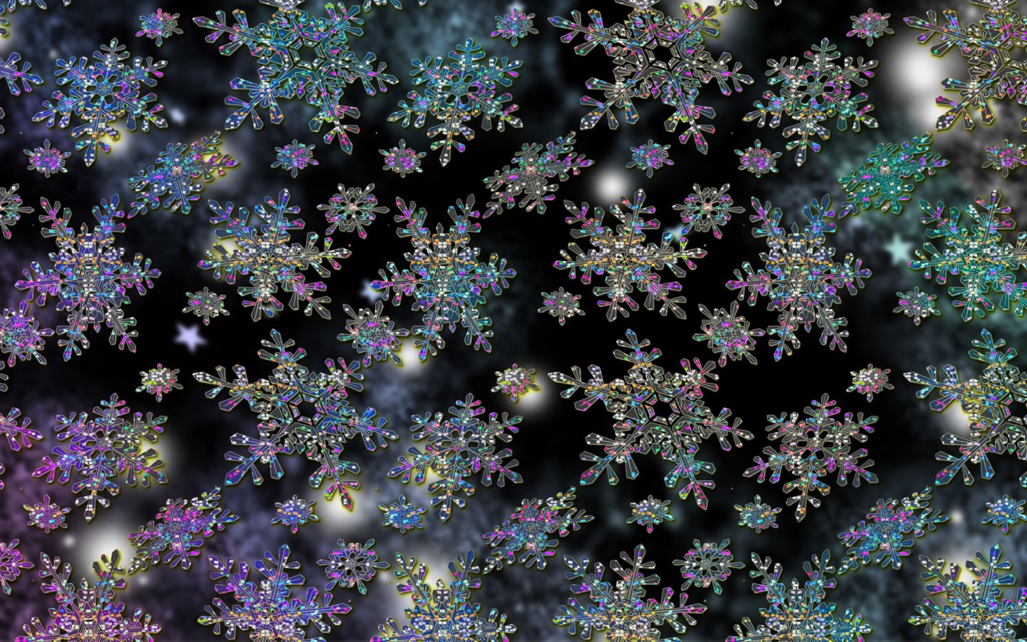 Обои снежинки, звездочки, огоньки, snowflakes, stars, lights разрешение 2560x1600 Загрузить