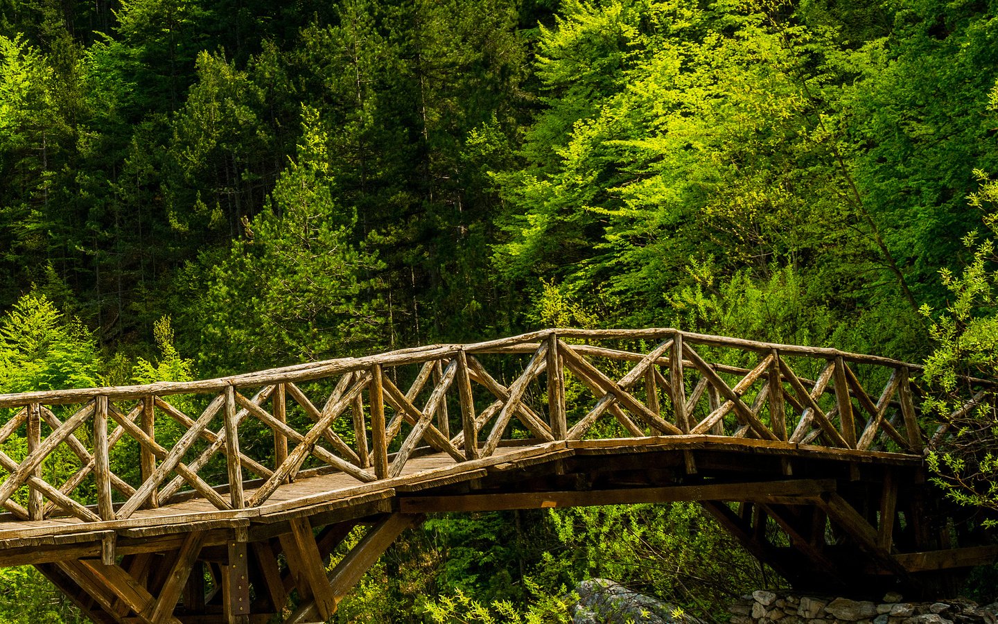 Деревянный мост через реку
