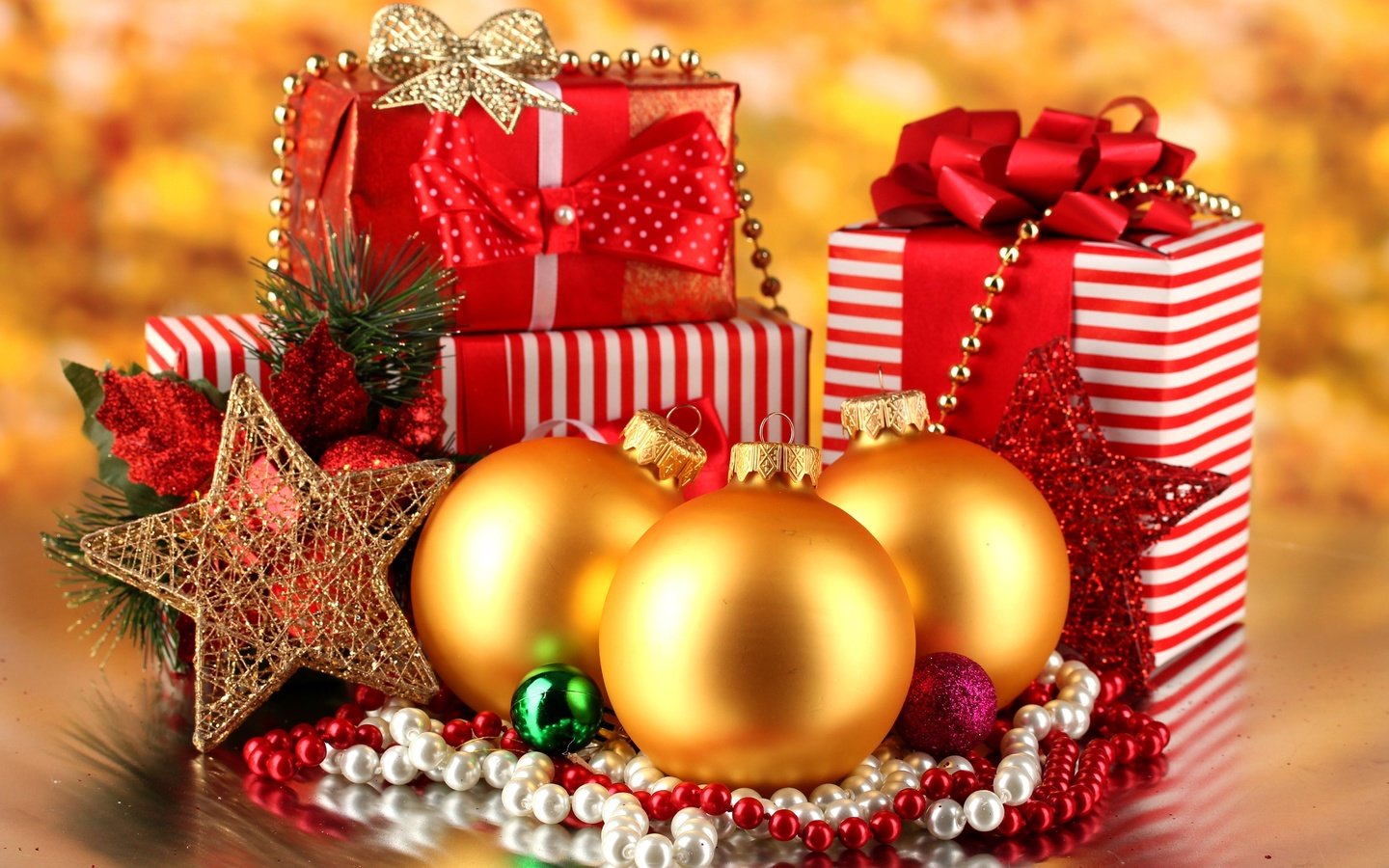 Обои новый год, шары, украшения, звезды, подарки, рождество, ленты, new year, balls, decoration, stars, gifts, christmas, tape разрешение 5184x3456 Загрузить