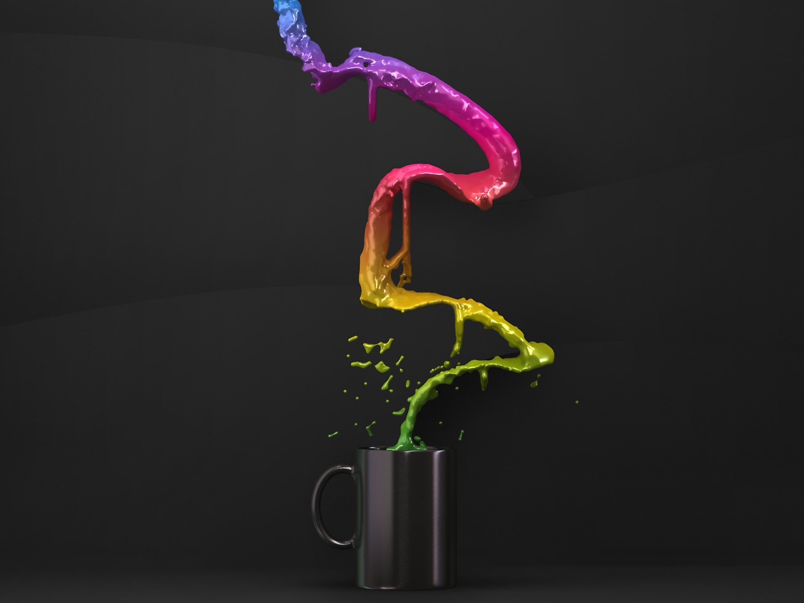 Обои разноцветная жидкость льется в чашку, colored liquid pouring into the cup разрешение 2560x1440 Загрузить