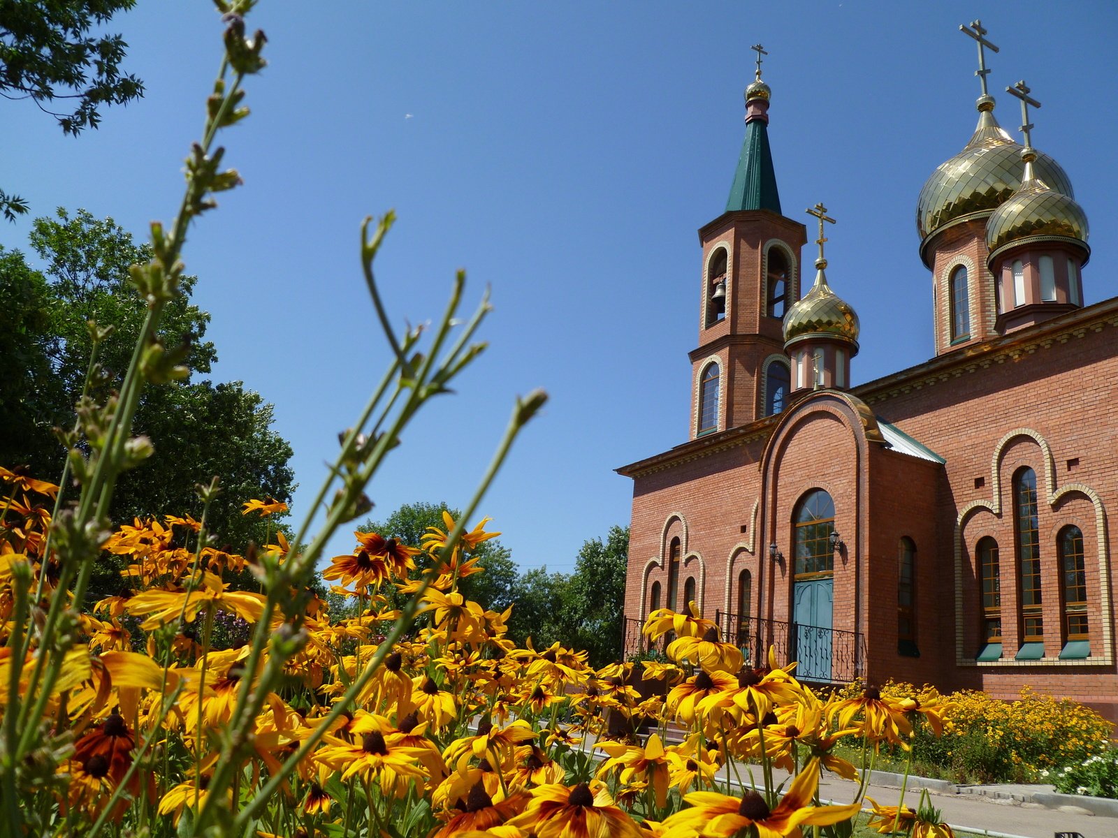 Обои цветы, желтый, храм, церковь, крест, flowers, yellow, temple, church, cross разрешение 4320x3240 Загрузить