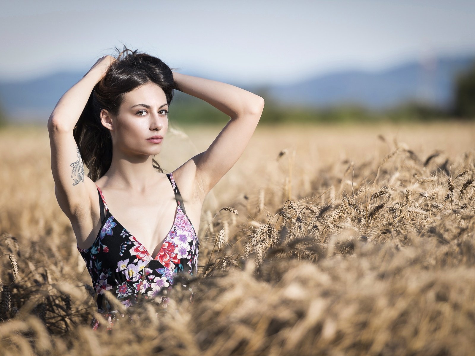 Обои небо, девушка, поле, взгляд, колосья, волосы, лицо, erika, the sky, girl, field, look, ears, hair, face разрешение 3000x2000 Загрузить