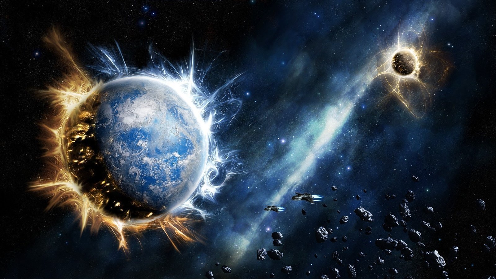 Обои звезды, планеты, взрыв, stars, planet, the explosion разрешение 1920x1200 Загрузить