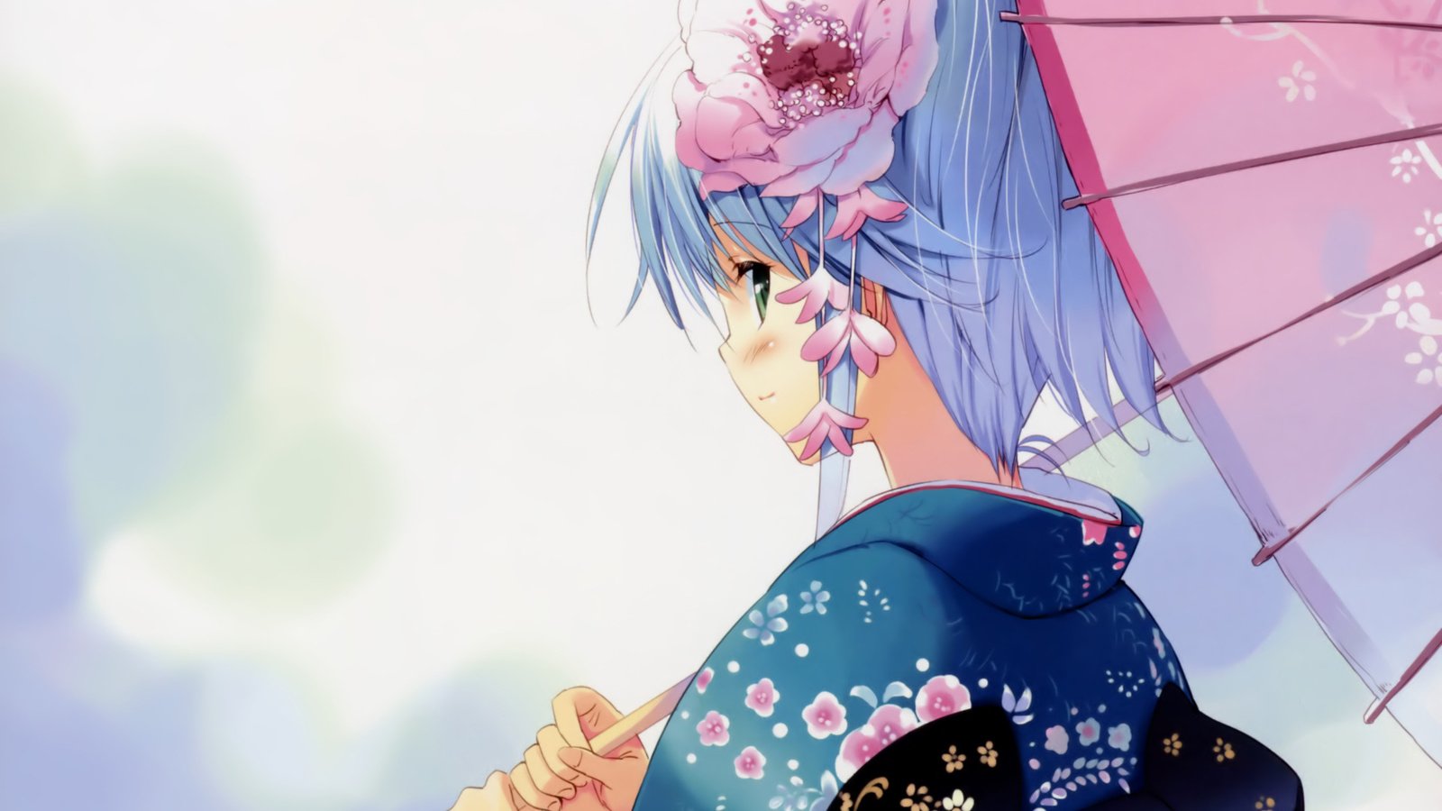 Обои девушка, цветок, взгляд, аниме, зонтик, юката, girl, flower, look, anime, umbrella, yukata разрешение 1920x1389 Загрузить