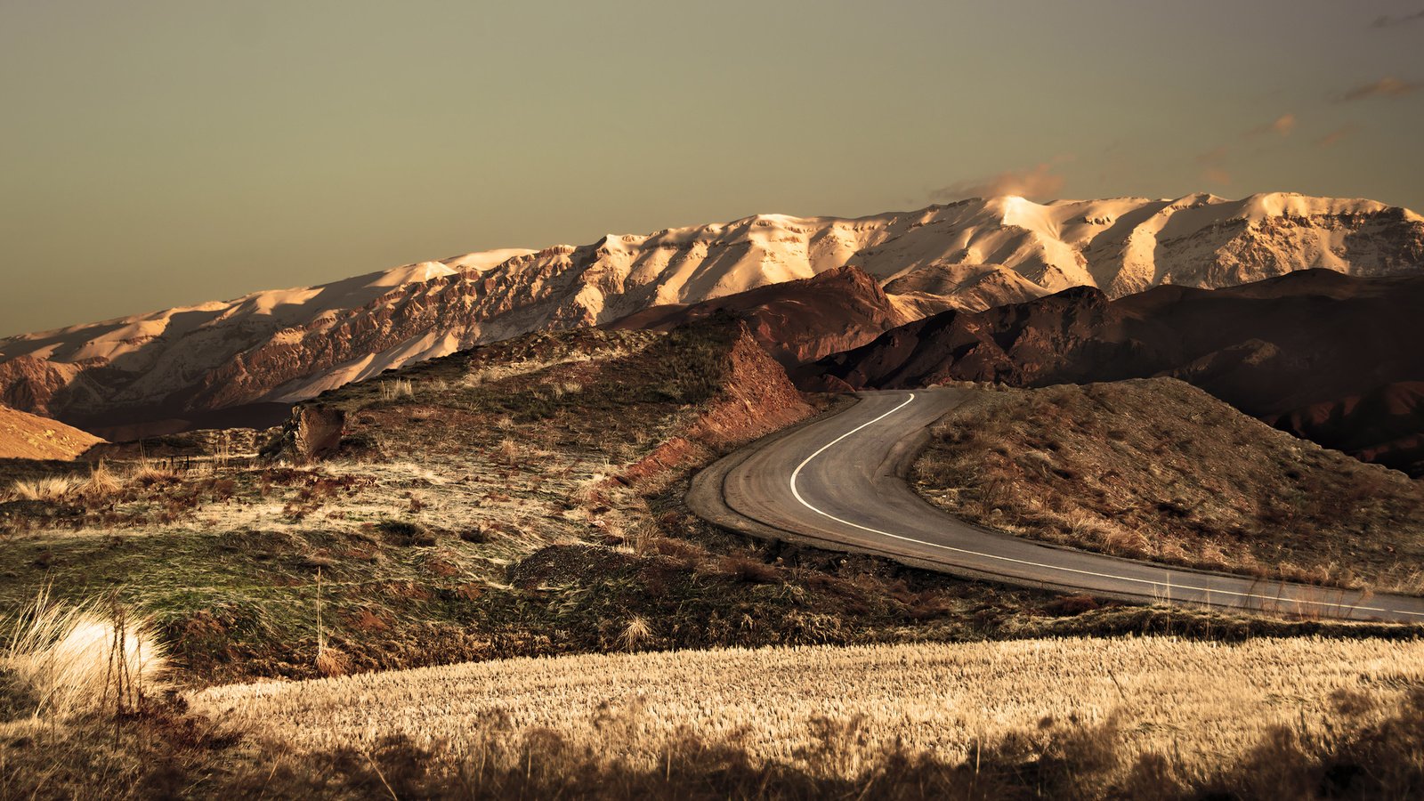 Обои дорога, горы, природа, поле, иран, road, mountains, nature, field, iran разрешение 2560x1600 Загрузить