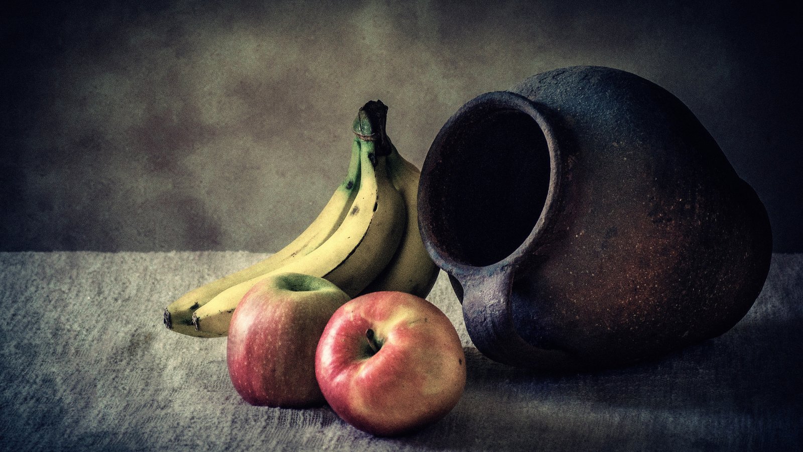 Обои фрукты, яблоки, кувшин, бананы, натюрморт, fruit, apples, pitcher, bananas, still life разрешение 4299x2746 Загрузить