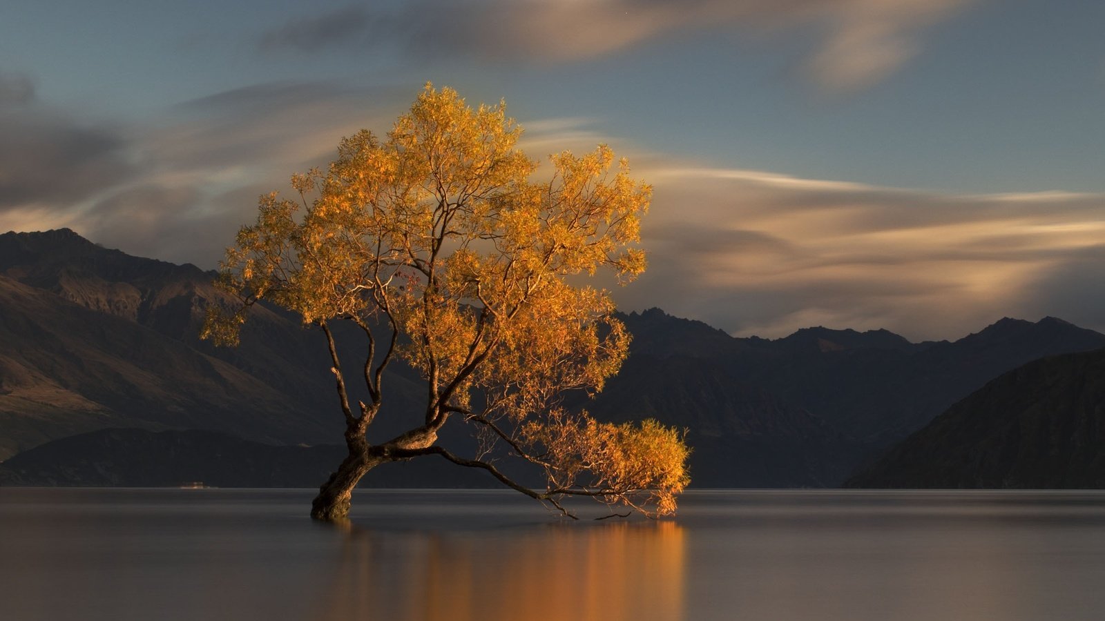 Обои вода, озеро, горы, природа, дерево, осень, новая зеландия, water, lake, mountains, nature, tree, autumn, new zealand разрешение 2198x1466 Загрузить