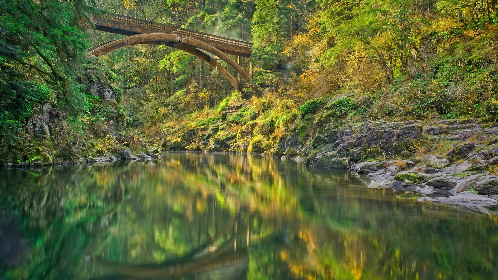 Обои река, лес, мост, штат вашингтон, lewis river, river, forest, bridge, washington разрешение 3600x2700 Загрузить