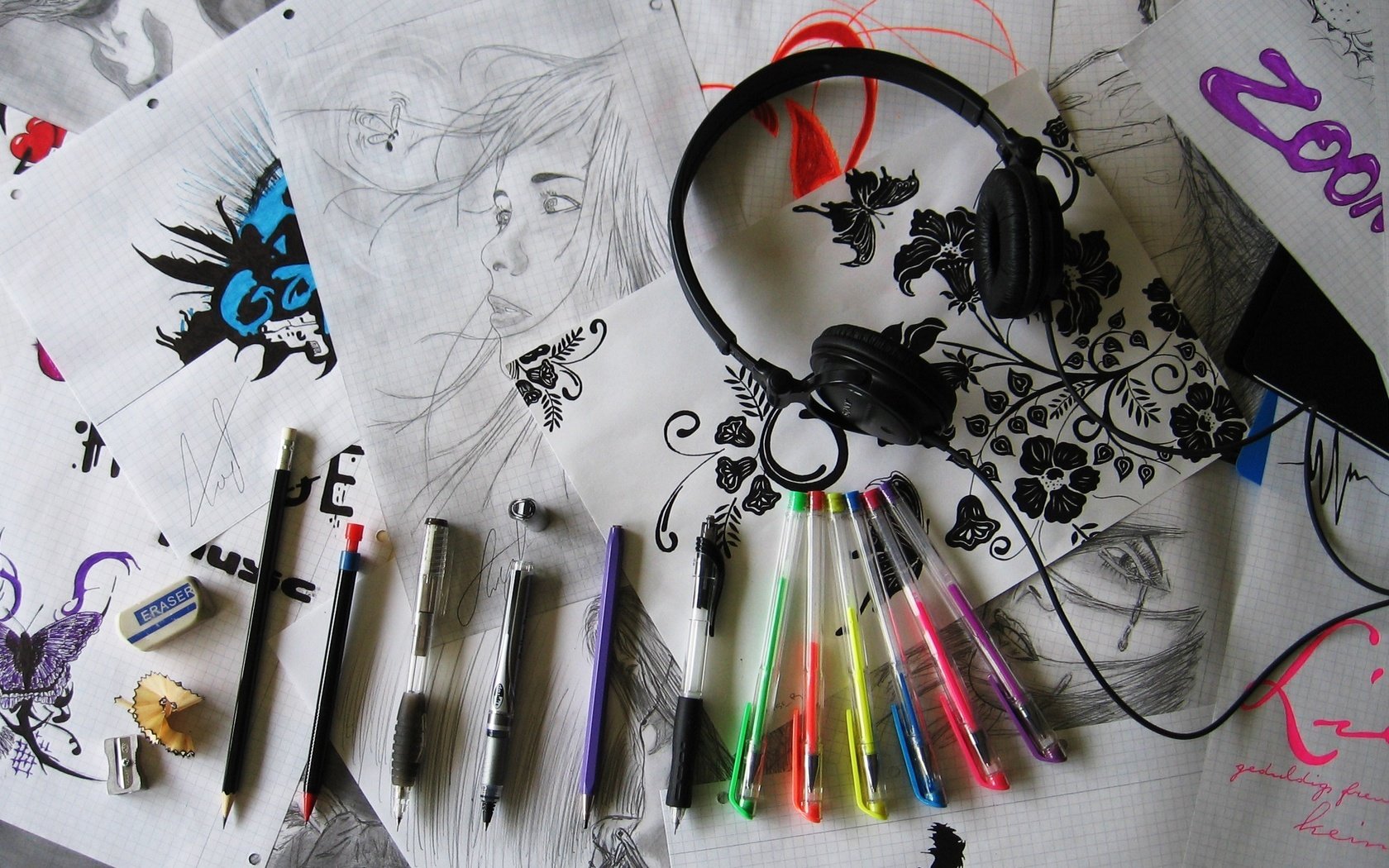 Обои рисунок, наушники, ручки, творчество, figure, headphones, handle, creativity разрешение 2272x1704 Загрузить