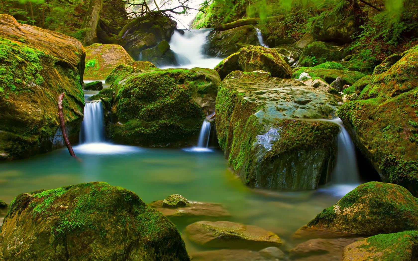 Обои лес, водопад, мох, forest, waterfall, moss разрешение 4752x3168 Загрузить