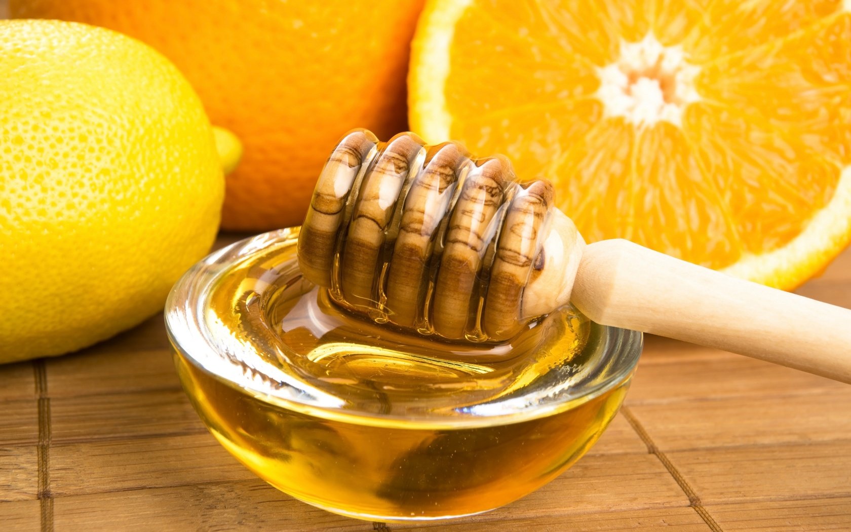 Обои фрукты, лимон, апельсин, мед, ложка, цитрусы, fruit, lemon, orange, honey, spoon, citrus разрешение 2880x1922 Загрузить