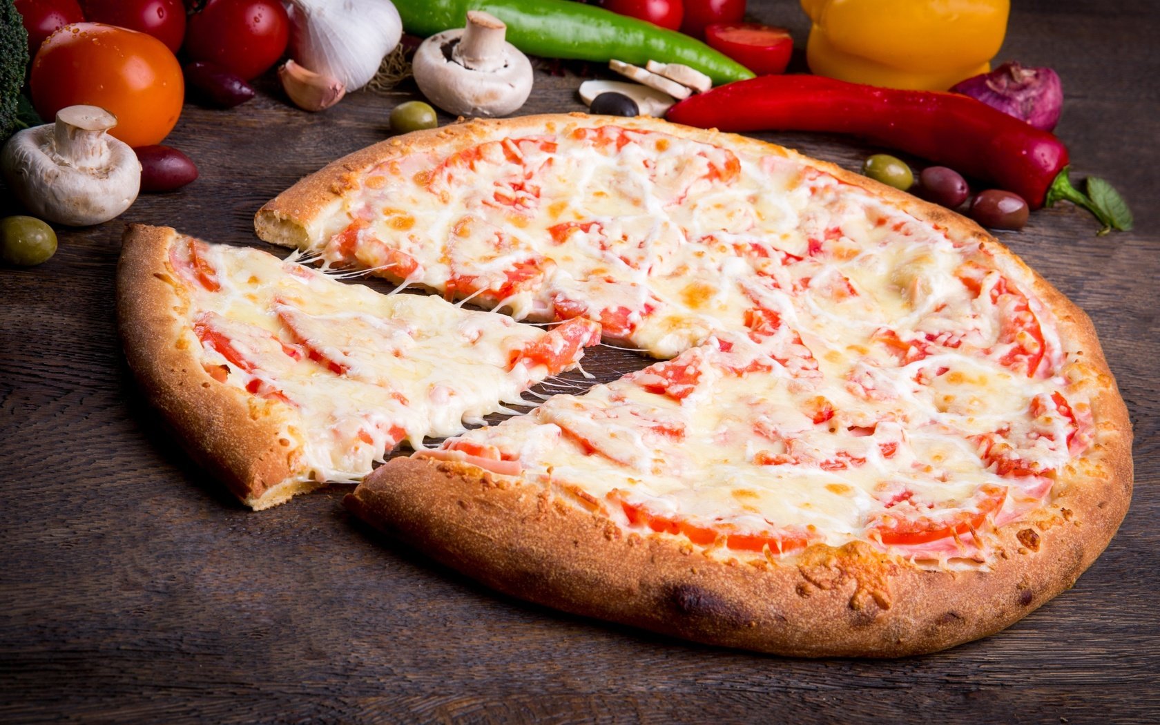 Обои сыр, овощи, пицца, кусок, cheese, vegetables, pizza, piece разрешение 3000x2000 Загрузить