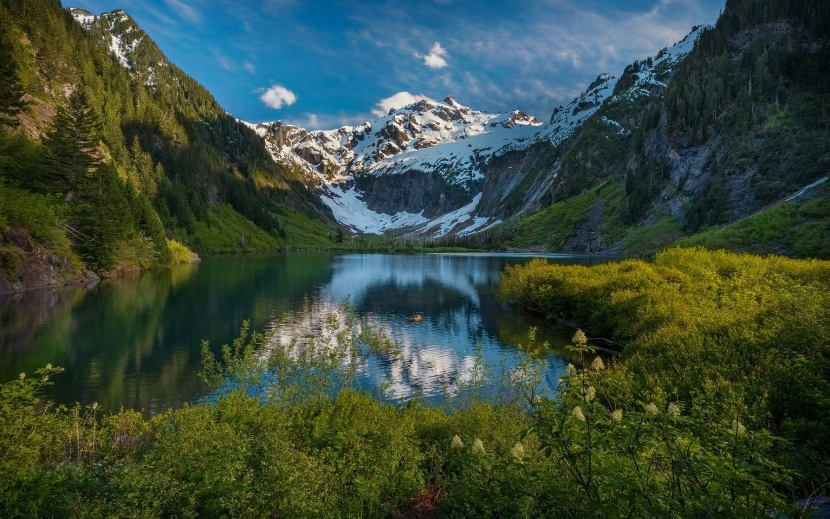 Обои трава, вечер, озеро, горы, снег, природа, отражения, лето, grass, the evening, lake, mountains, snow, nature, reflection, summer разрешение 1920x1200 Загрузить