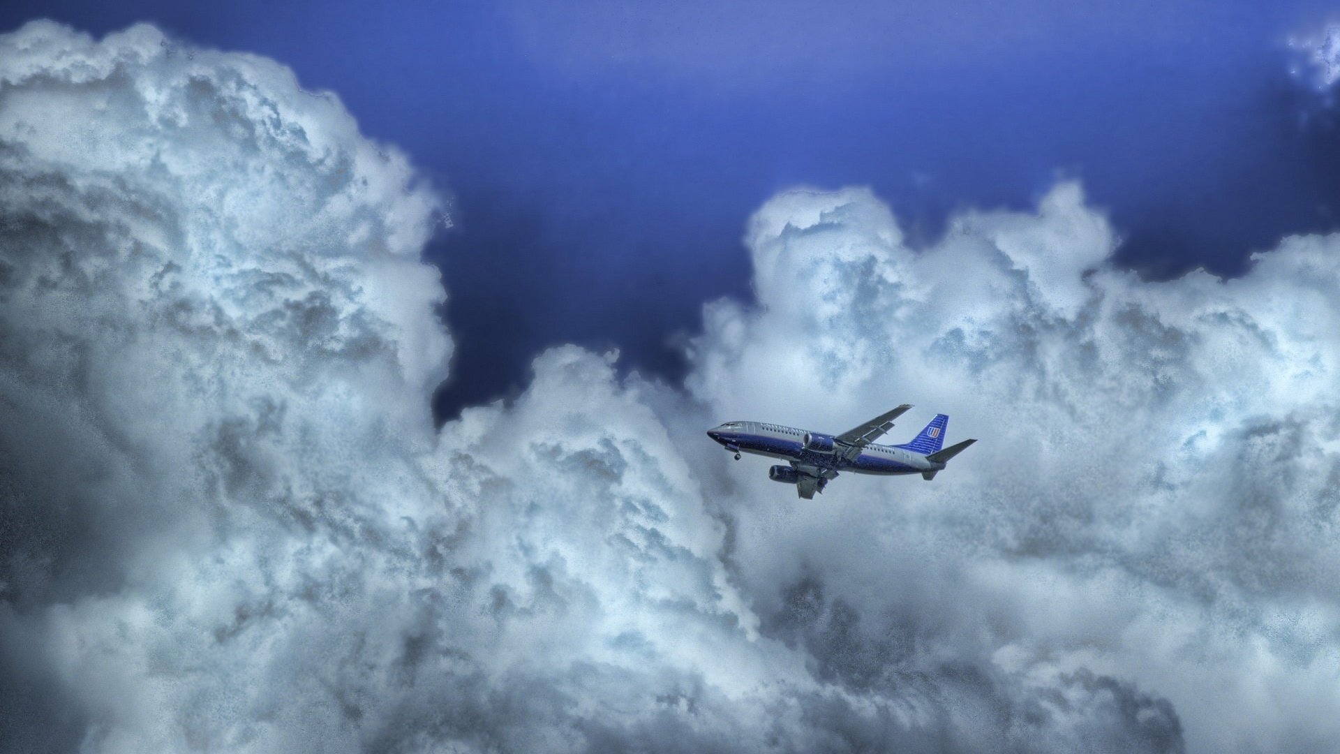 Обои небо, облака, самолет, the sky, clouds, the plane разрешение 1920x1440 Загрузить